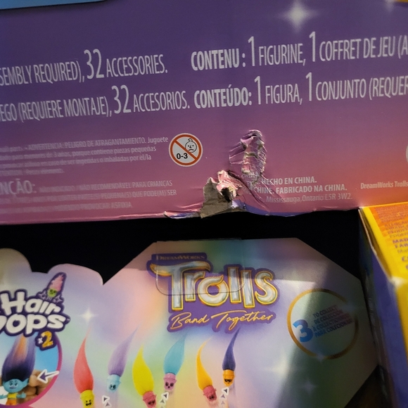 Trolls Band Together Bundle 1 Mount Rageous Playset, 4 Pom Poms, 2 Hair Pops New - Picture 8 of 10